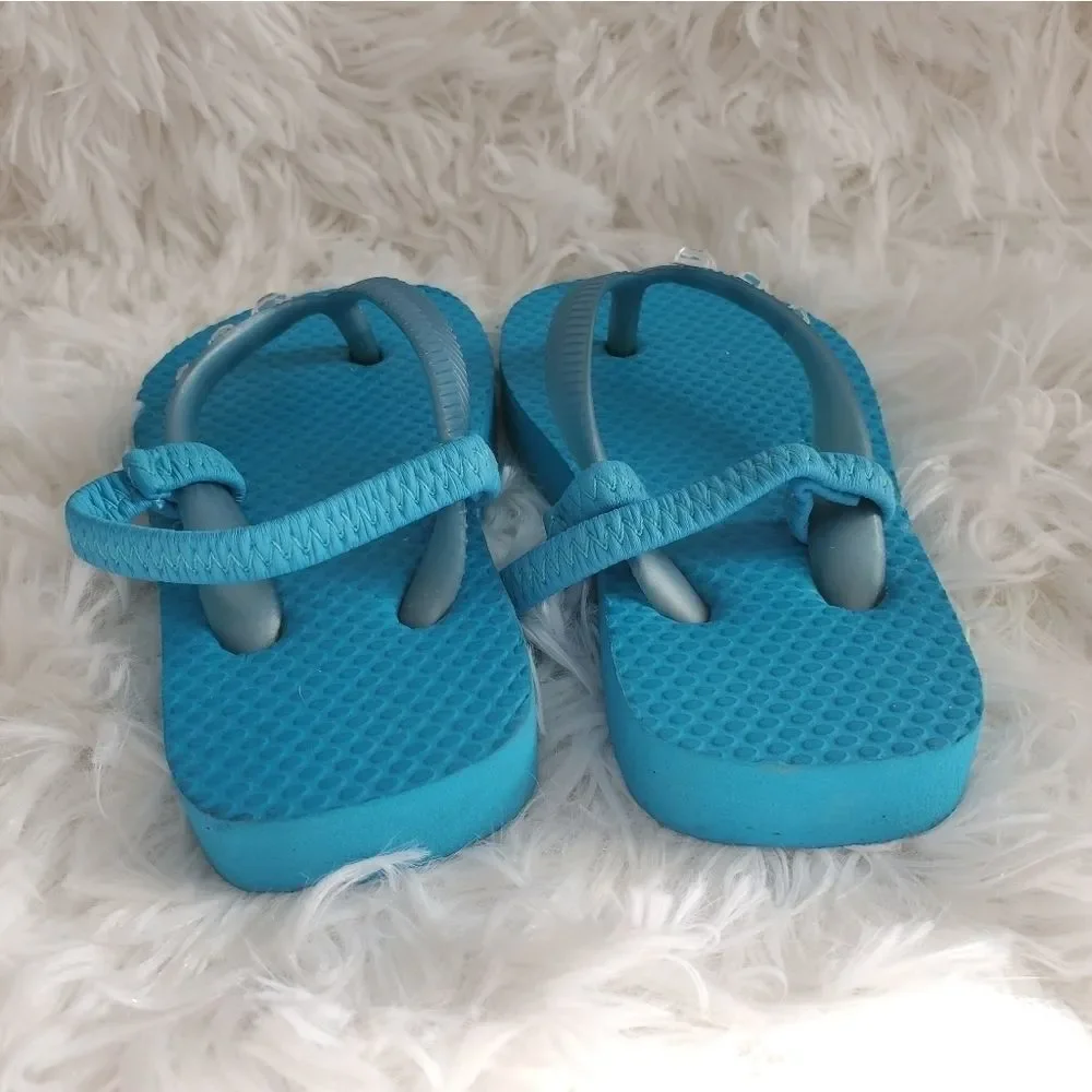 NWOT Baby Girl's Size 5/6 Island Club Turquoise with Rhinestones Sandals